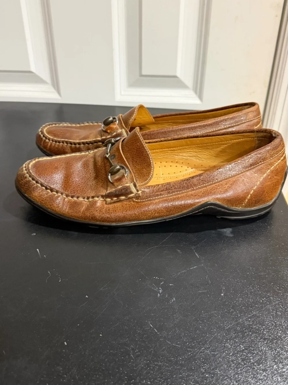 Martin Dingman Cognac Brown Leather Horsebit Loafers size 10 M